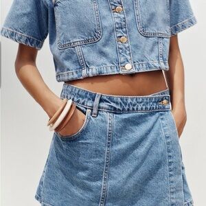 Zara- wrap denim skort